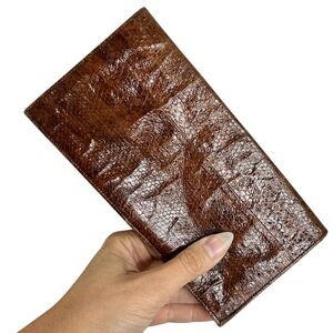 Vintage 50s 60s Tip Top midcentury genuine snakeskin brown bifold wallet